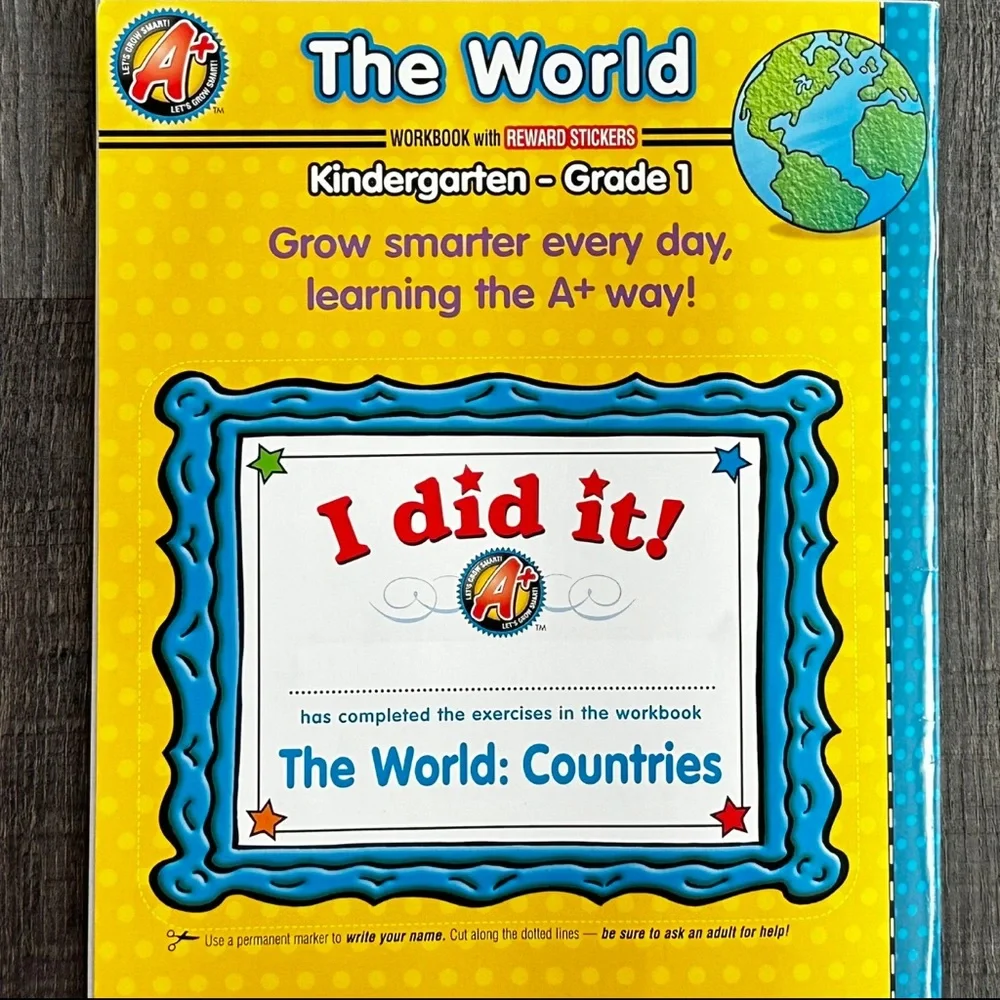 💞 New Kindergarten/1st Grade World Countries Geography Educational Workbook